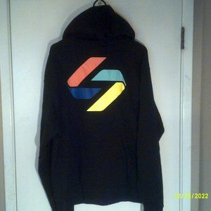 Black Hoodie with Multicolor Chevron Graphic - Men